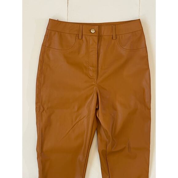 Forever 21 Faux Leather Straight-Leg Pants Camel Color Medium - Picture 6 of 9